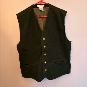 VTG Claiborne Dark Green Vest 100% cotton Large men or women dark academia